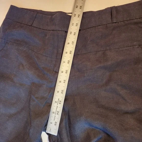 Veronica Beard Womens Ankle Pants Size 8 Black Wide Leg Linen Blend Minimalist - Picture 9 of 15